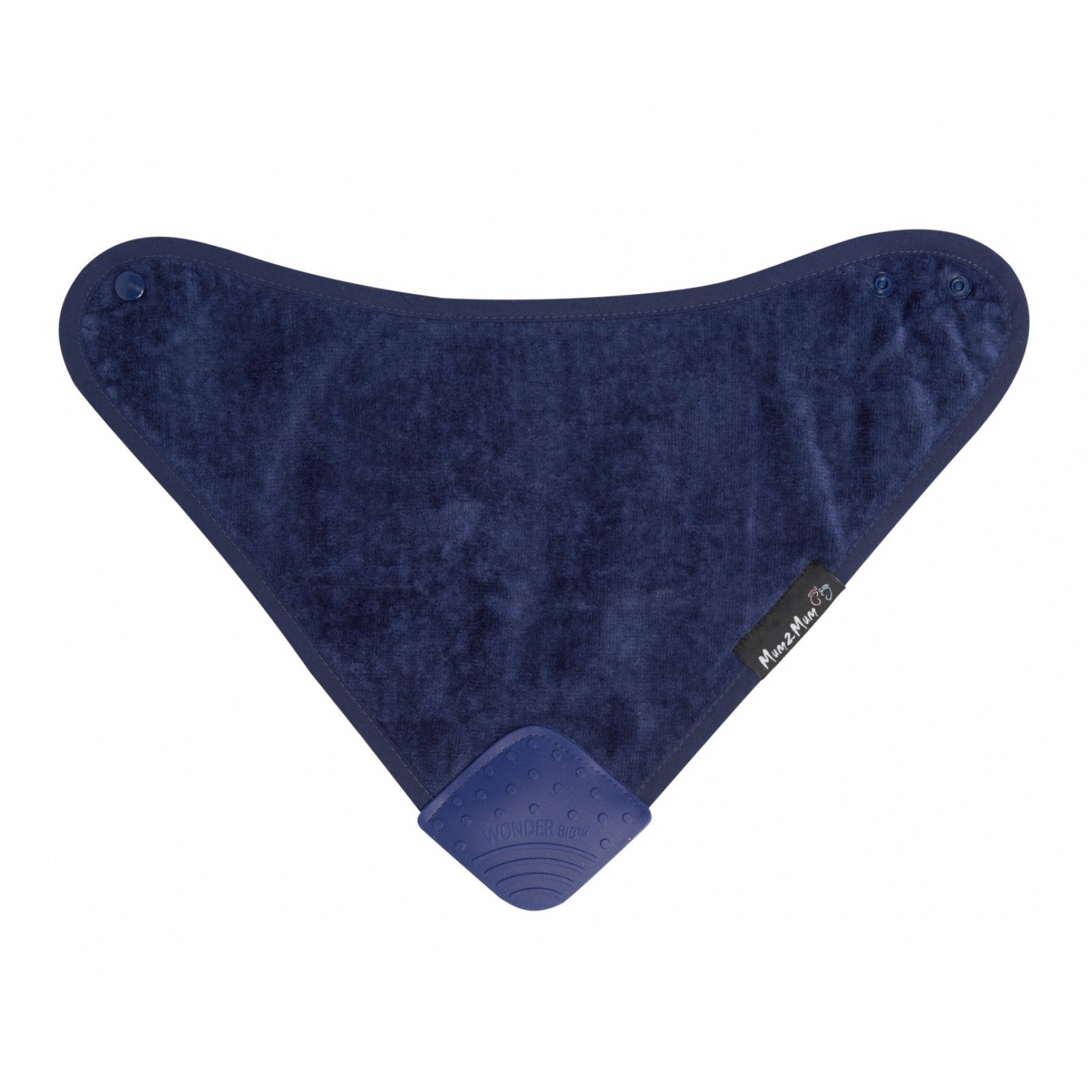 SQUARE Teething bandana bib Navy Blue flat