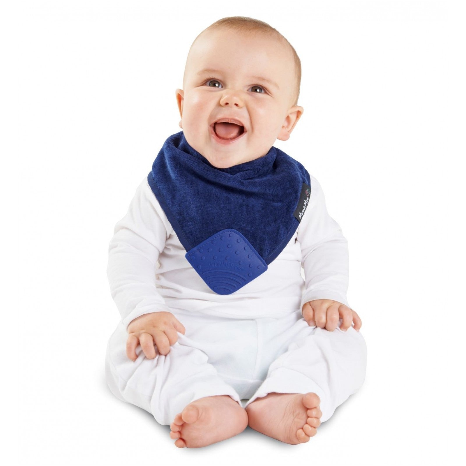 SQUARE Teething bandana bib Navy Blue insitu