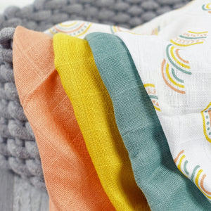 MuslinZ Paquete de 12 cuadrados de muselina - Scandi Rainbow con colores lisos