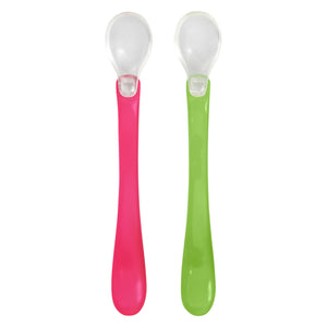Feeding Spoons Set of Two - Pink & Green or Aqua & Green