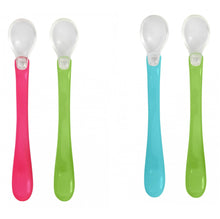 Juego de dos cucharas para alimentar: rosa y verde o aguamarina y verde