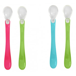 Feeding Spoons Set of Two - Pink & Green or Aqua & Green