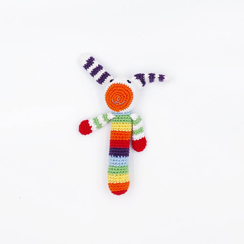 Hochet bâton de lapin multicolore