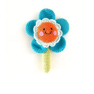 Friendly Flower Rattle with Stem Blue