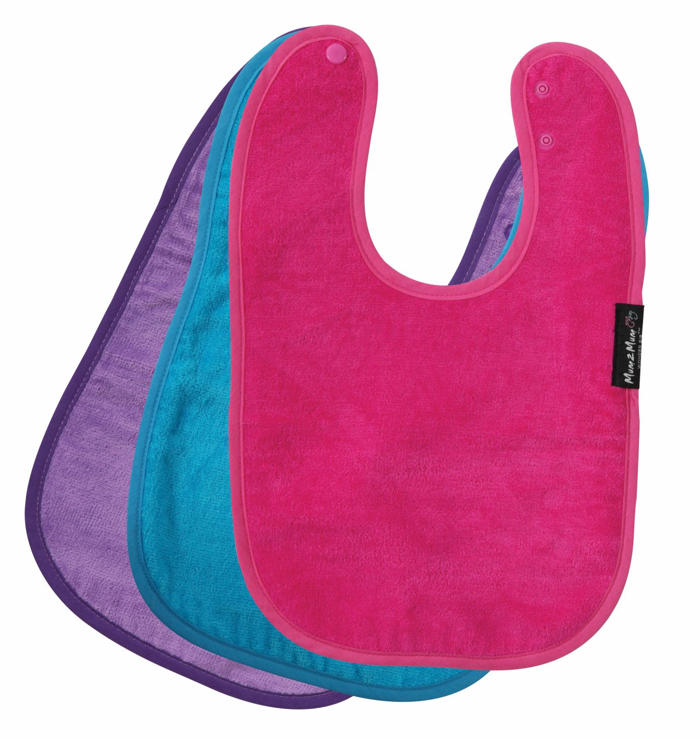 3 PACK - Mum 2 Mum Standard Wonder Bibs - ANY COLOURS