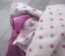 MuslinZ 12 Pack Muslin Squares, Violet Stars