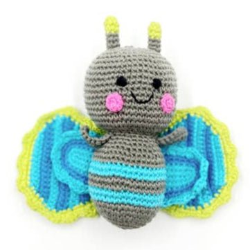 Fairtrade Blue Butterfly Rattle Toy - Baby&More