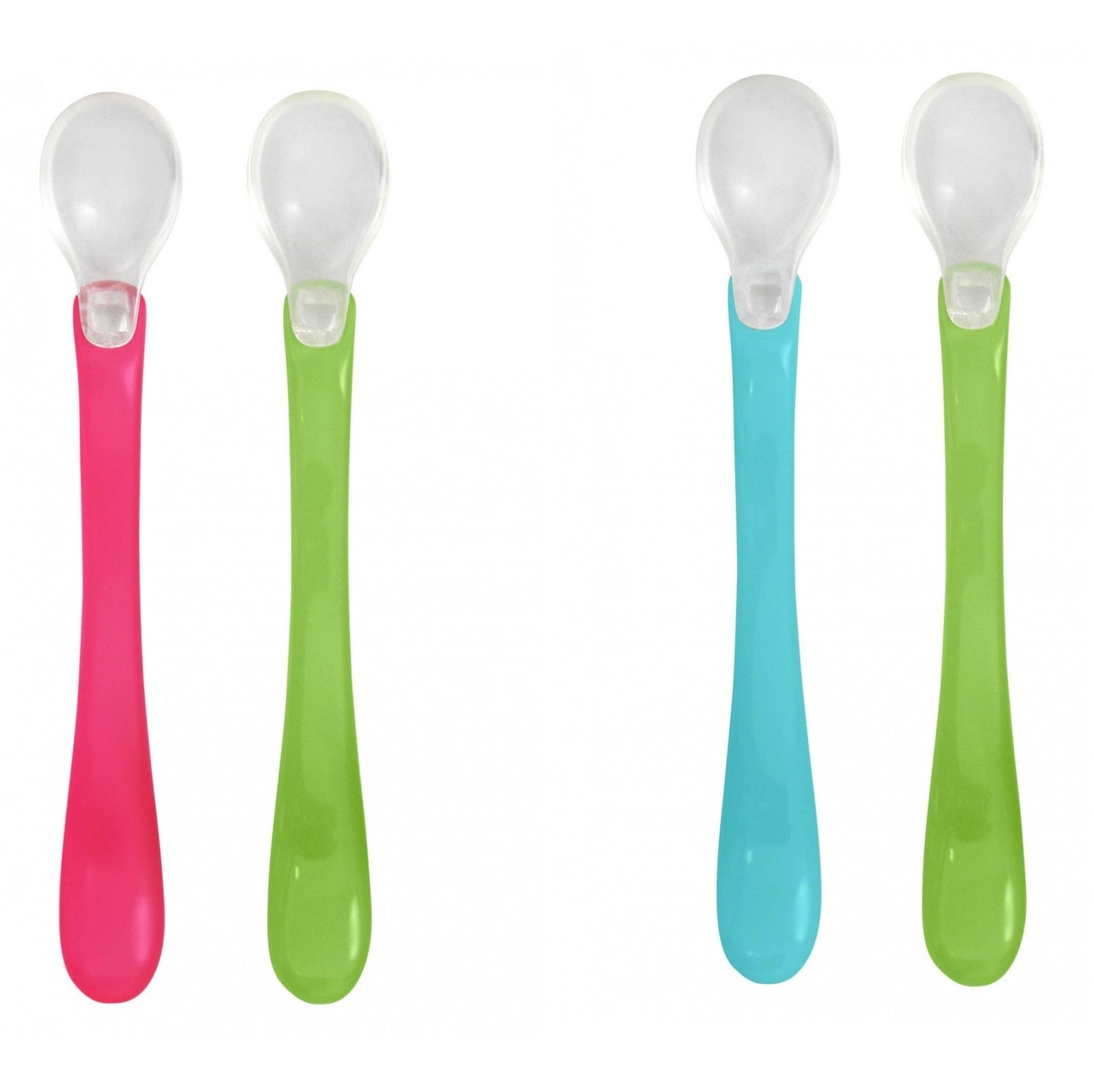 Feeding Spoons Set of Two - Green & Pink / Green & Aqua - Baby&More