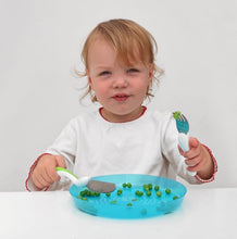 Toddler Training Cutlery 3pc set with Clever Grip - Teal/White