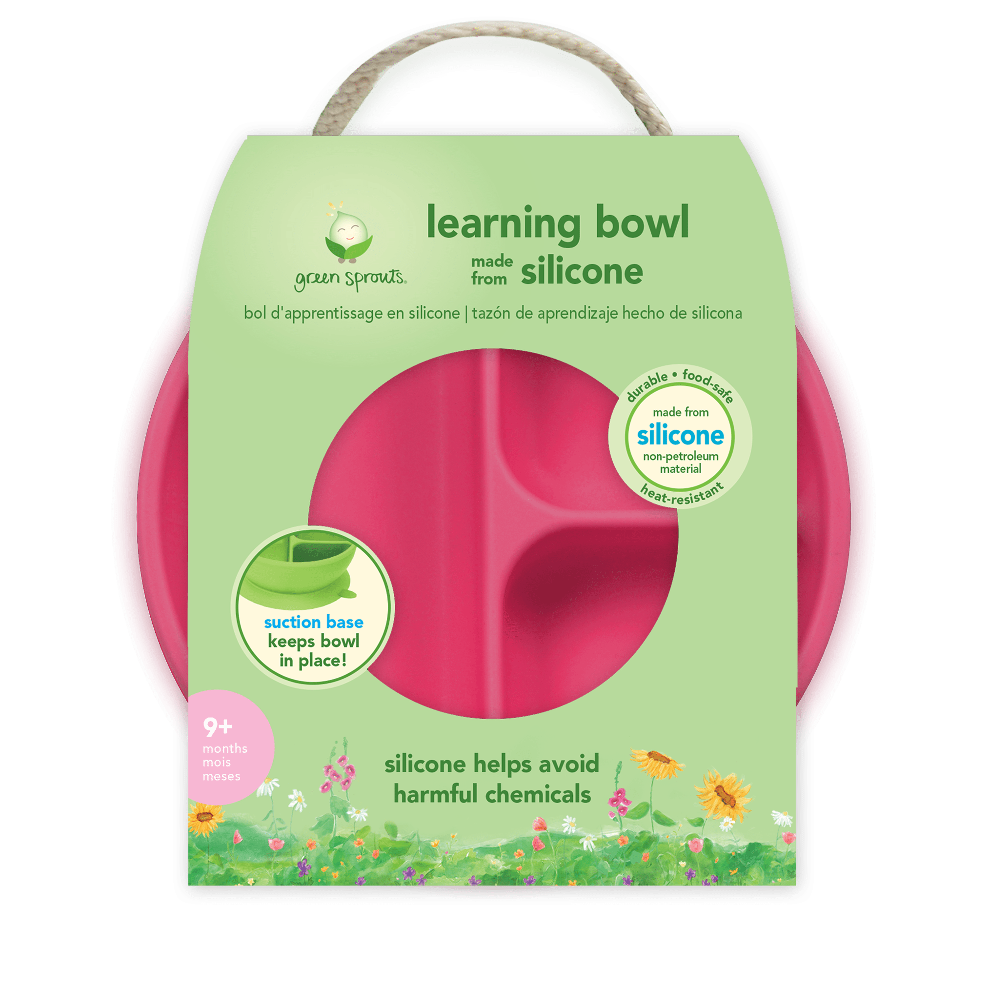 Learning Bowl made from Silicone - Pink, Green or Aqua - Baby&More