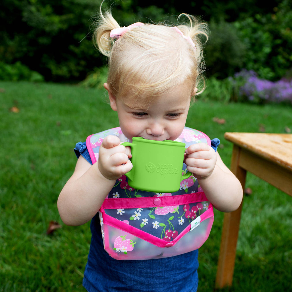 Learning Cup made from Silicone in Pink or Green - Baby&More
