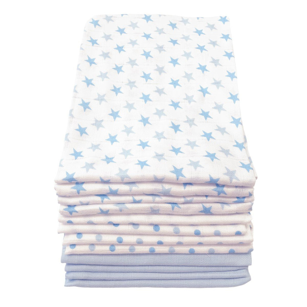 Muslin Squares - 12 Pack - Spots & Stars - Baby&More